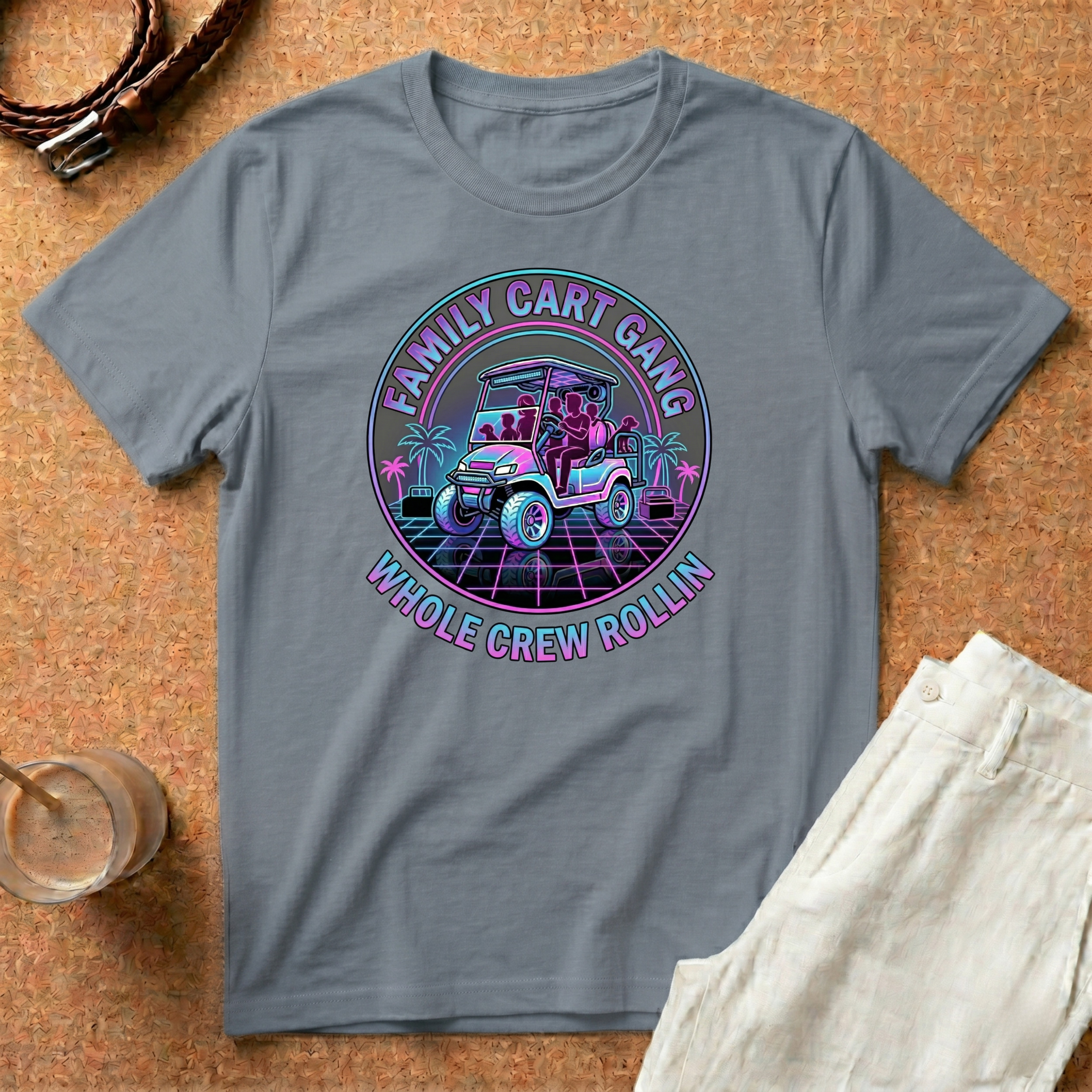 T-Shirt — 'Family Cart Gang: Whole Crew Rollin' Retro Golf Cart Graphic