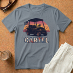 Golf Cart Cartel T-Shirt — Retro Sunset Golf Cart Tee
