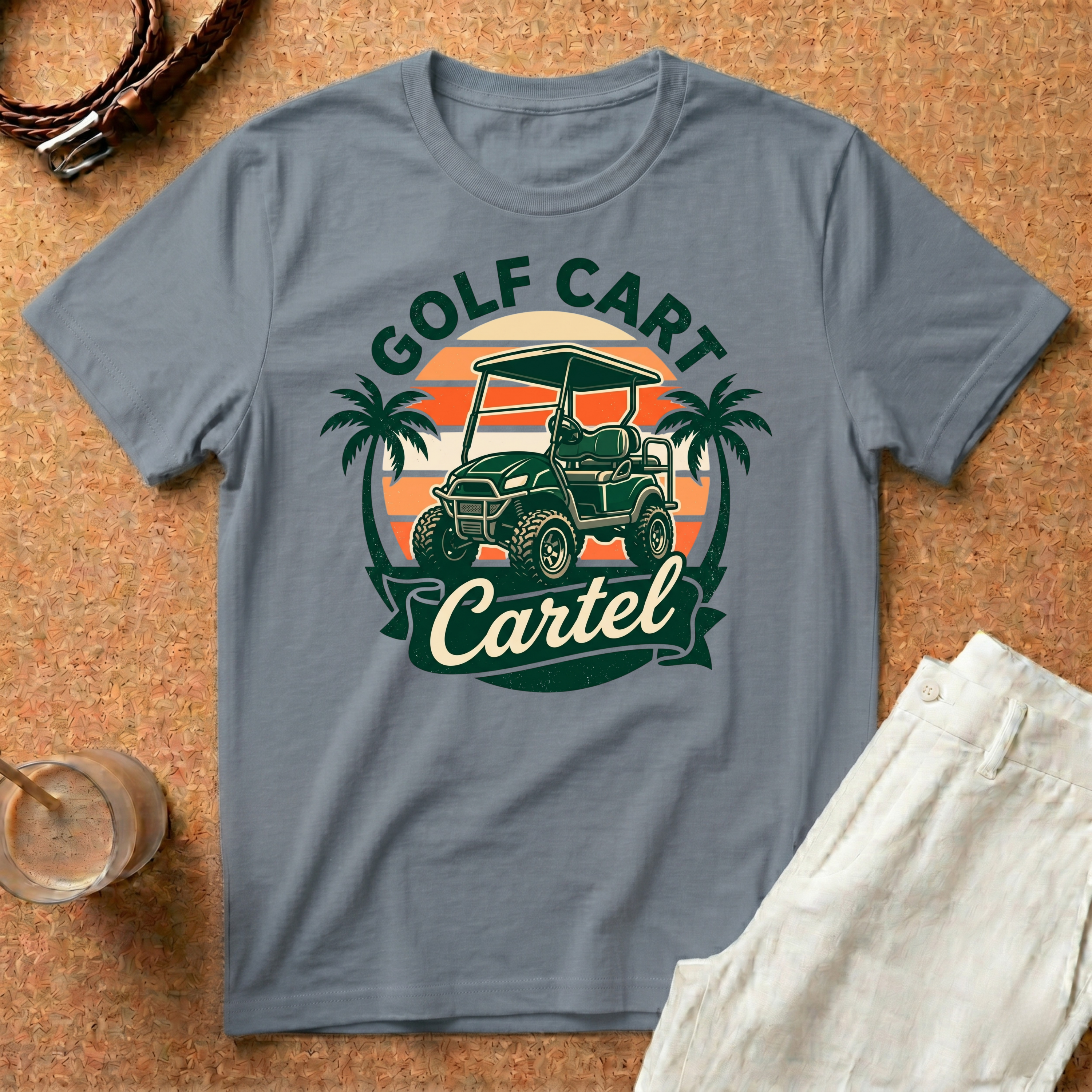 Golf Cart Cartel Vintage Sunset T-Shirt