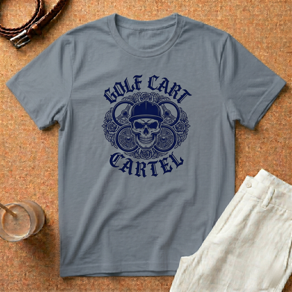 Golf Cart Cartel Skull T-Shirt — Vintage Golfing Crew Tee