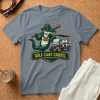 Golf Cart T-Shirt – 'Golf Cart Cartel' Alligator Mascot Graphic Tee
