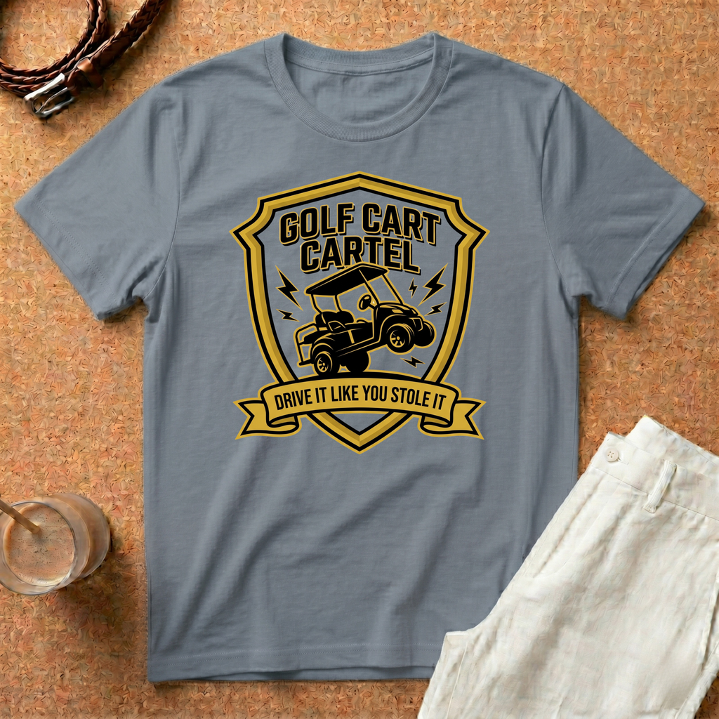Golf Cart Cartel T-Shirt — Drive It Like You Stole It Golf Tee