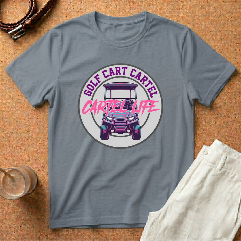 Golf Cart Cartel "Cartel Life" T-Shirt — Retro Pink Golf Cart Tee