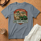 Golf Cart Cartel Trail Guard T-Shirt — Funny Golfing Badge Tee
