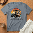 Golf Cart Cartel T-Shirt — Retro Sunset Golf Cart Graphic