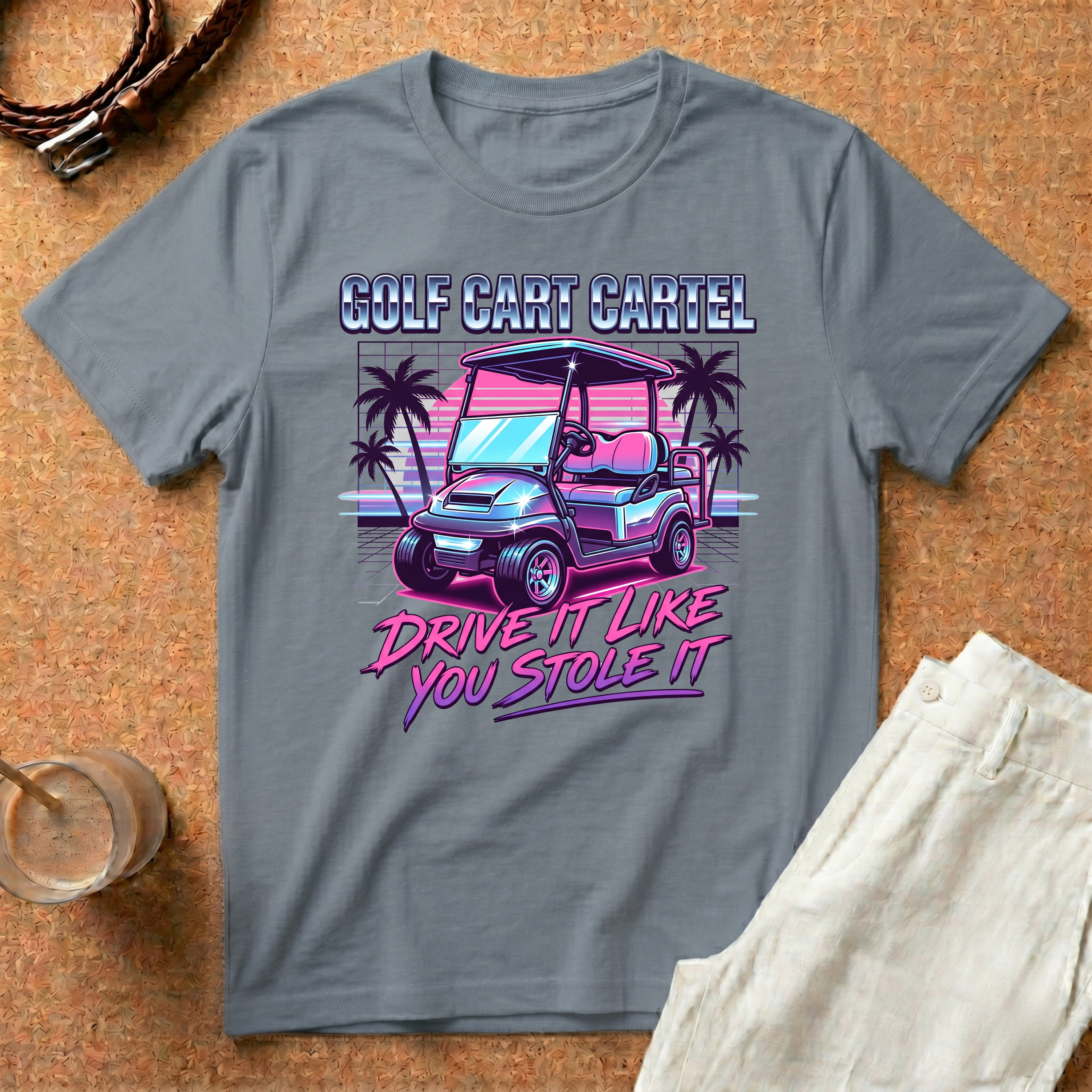 Golf Cart T-Shirt — "Golf Cart Cartel: Drive It Like You Stole It" Retro