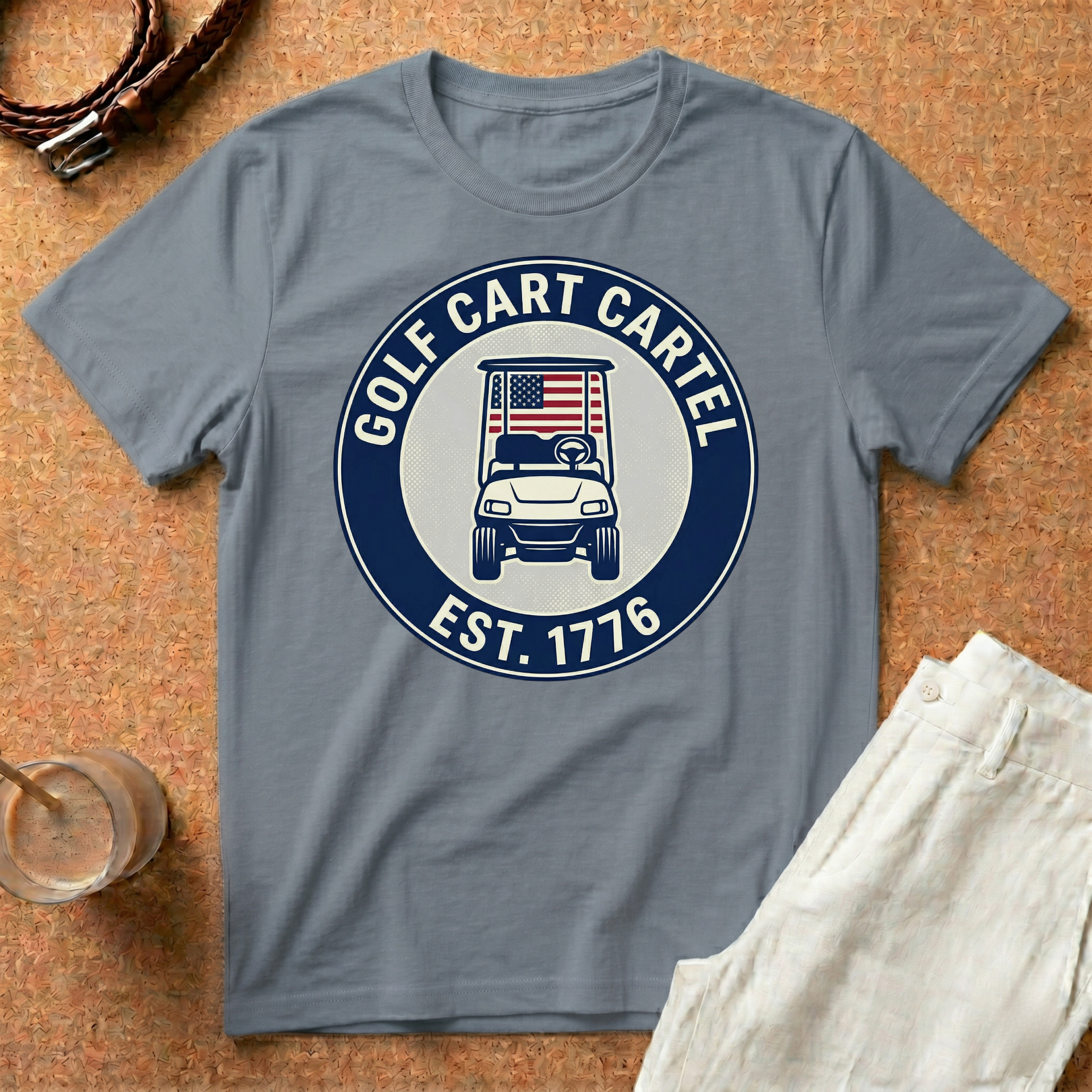 Golf Cart T-Shirt – 'Golf Cart Cartel Est. 1776' Patriotic Golf Tee