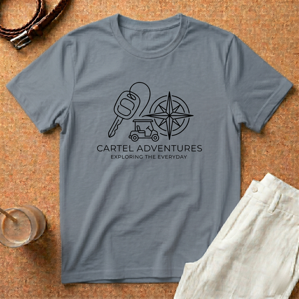 Cartel Adventures T-Shirt – 'Exploring the Everyday' Compass & Keys Travel Tee