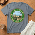 Welcome to Dogedin T-Shirt — 'Established for the Paws' Golf Cart Pet Resort Tee