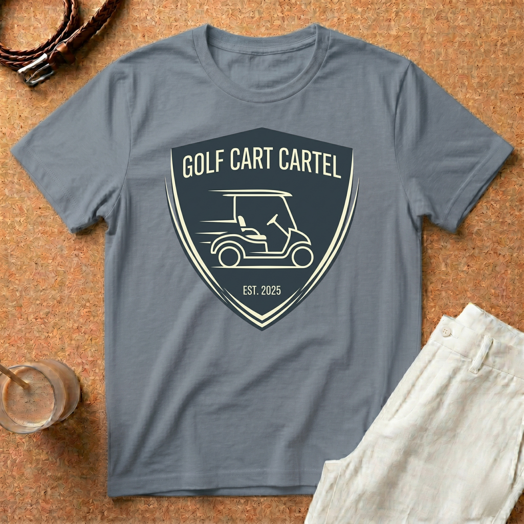 Golf Cart Cartel T-Shirt — Vintage Golf Cart Badge Tee