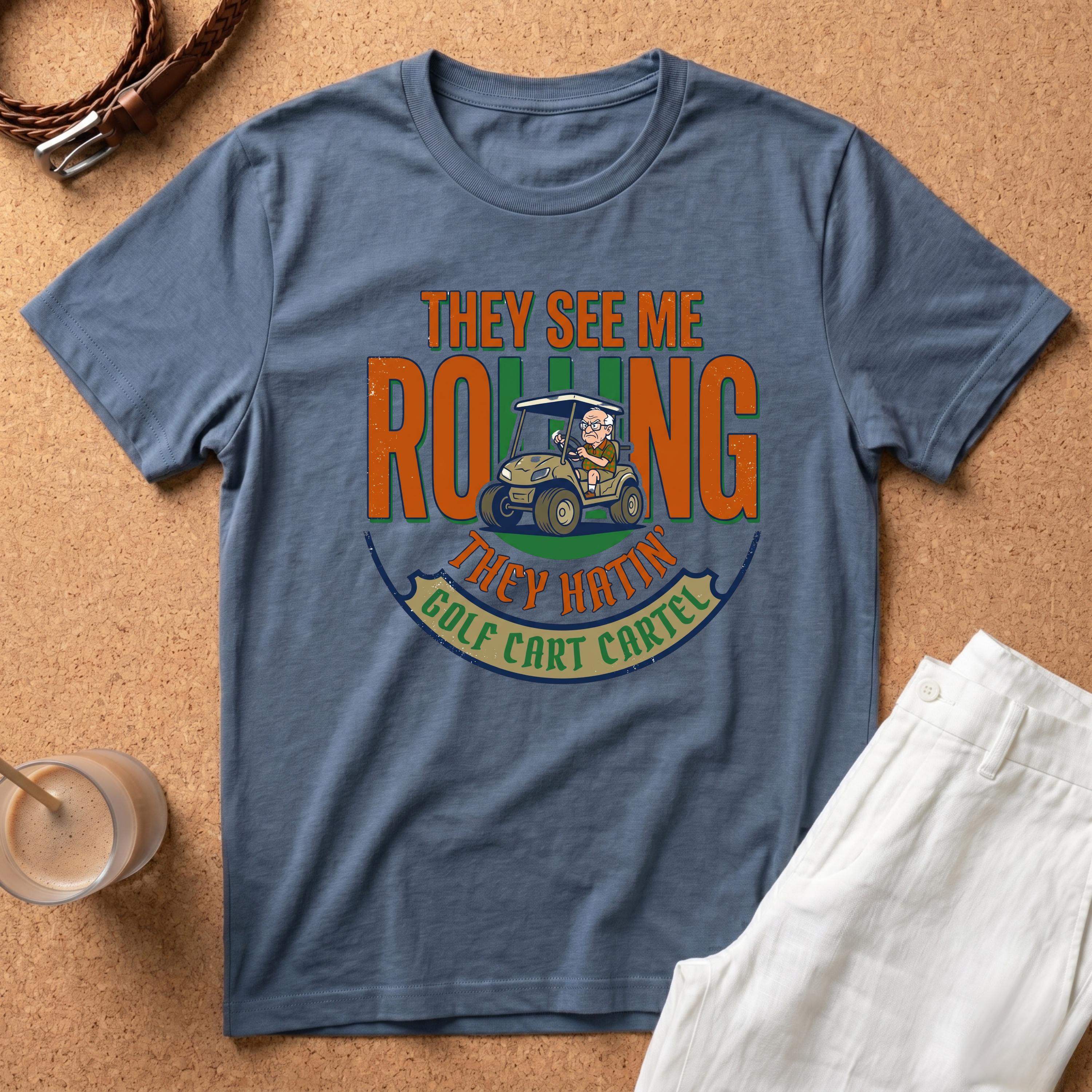 Golf T-Shirt — "They See Me Rolling They Hatin'" Golf Cart Crew Shirt