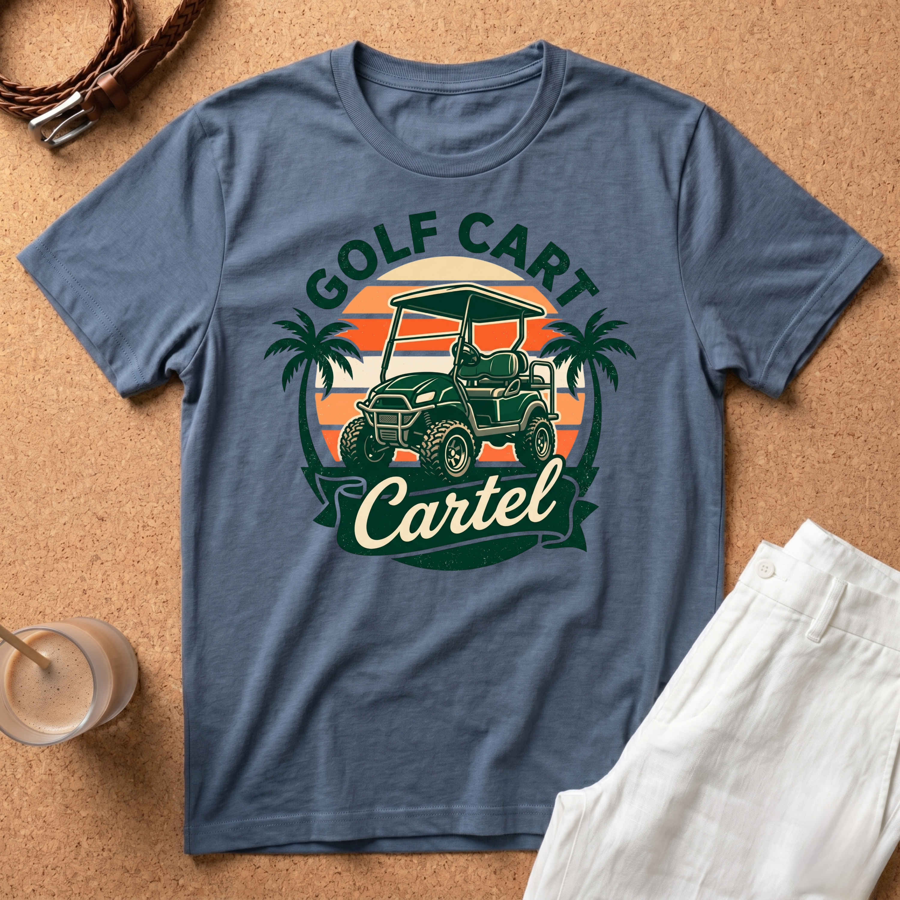 Golf Cart Cartel Vintage Sunset T-Shirt