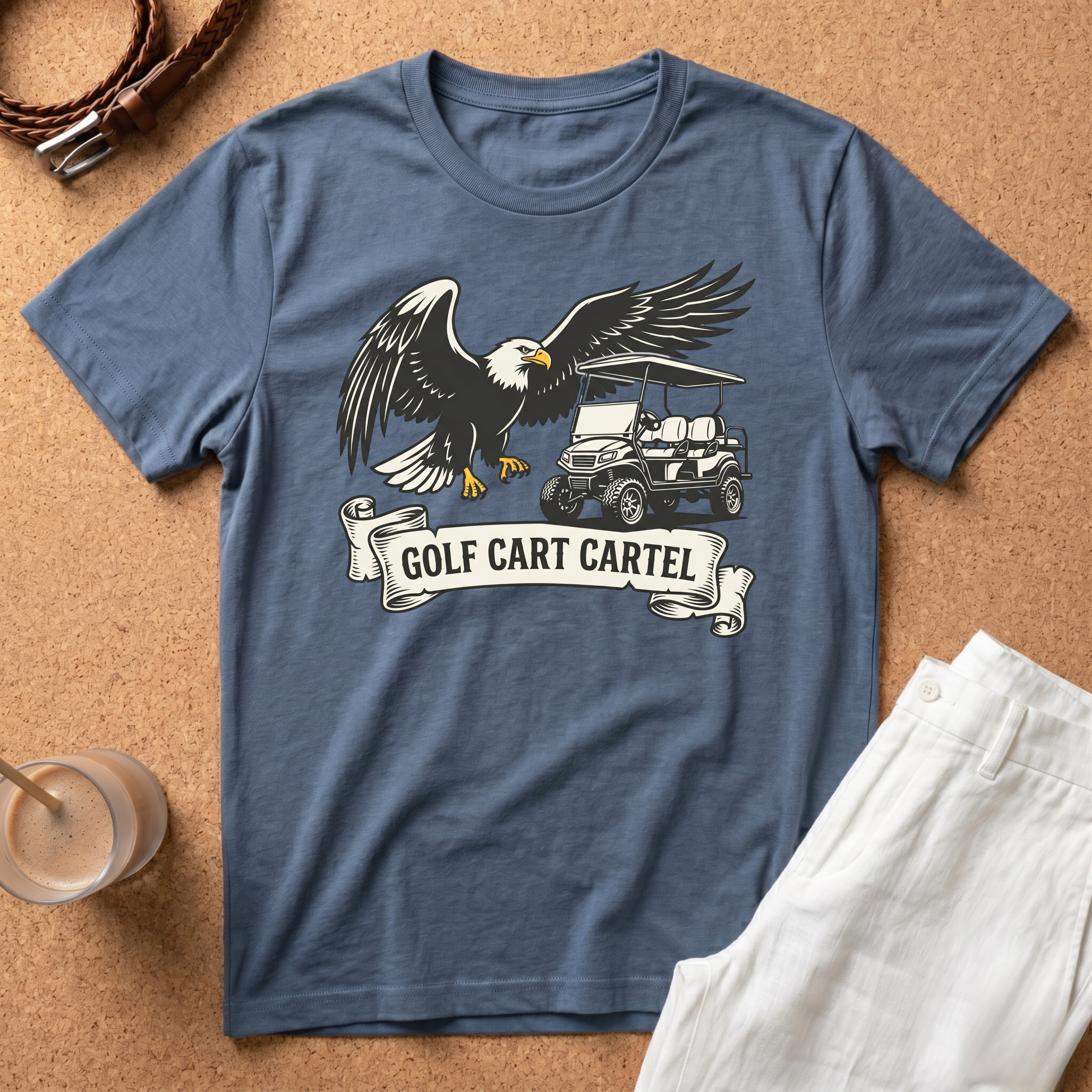 Golf Cart Cartel T-Shirt — Eagle & Golf Cart Retro Graphic Tee