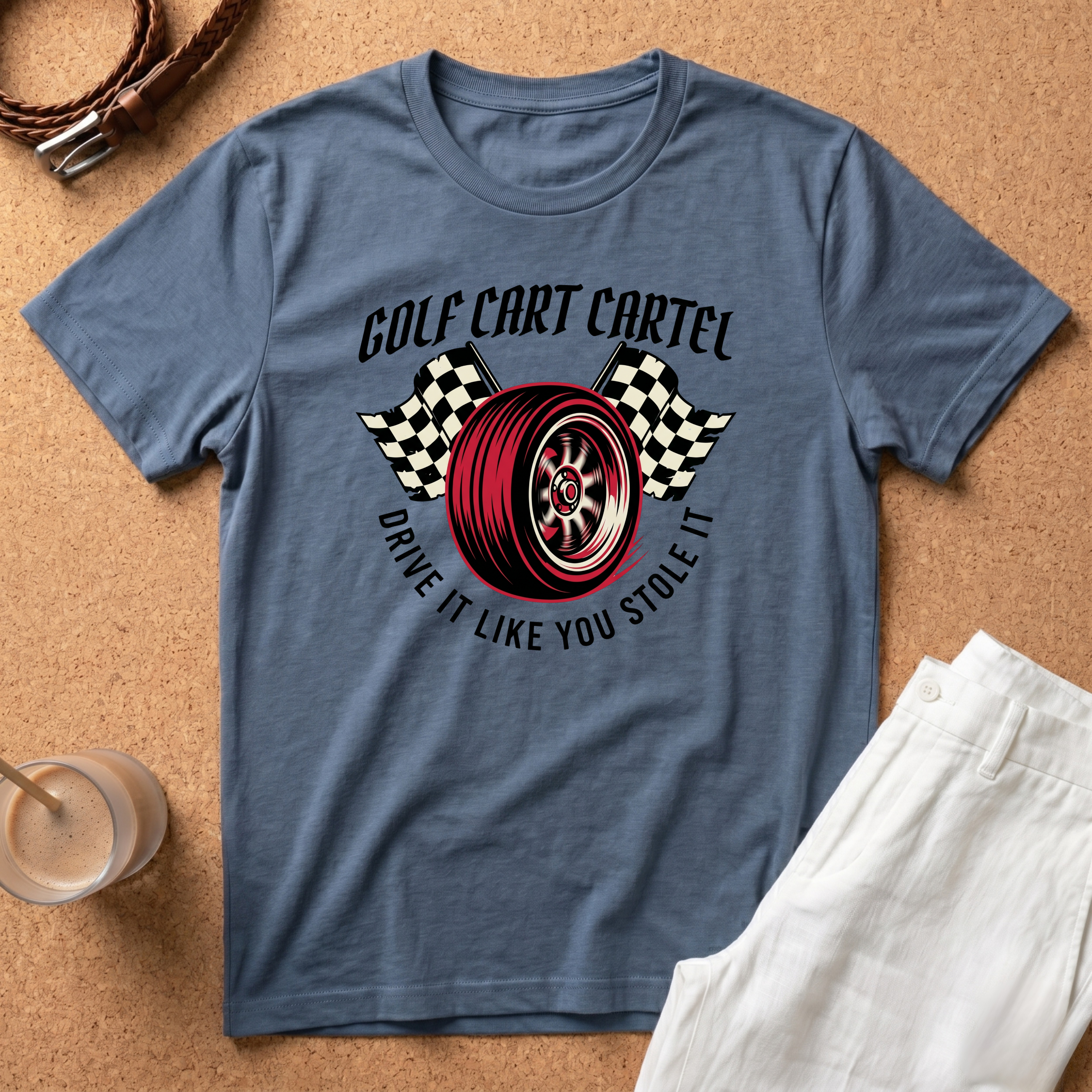 Golf Cart Cartel T-Shirt – "Drive It Like You Stole It" Racing Wheel Tee