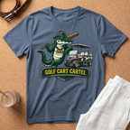 Golf Cart T-Shirt – 'Golf Cart Cartel' Alligator Mascot Graphic Tee
