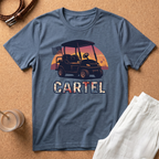 Golf Cart Cartel T-Shirt — Retro Sunset Golf Cart Tee