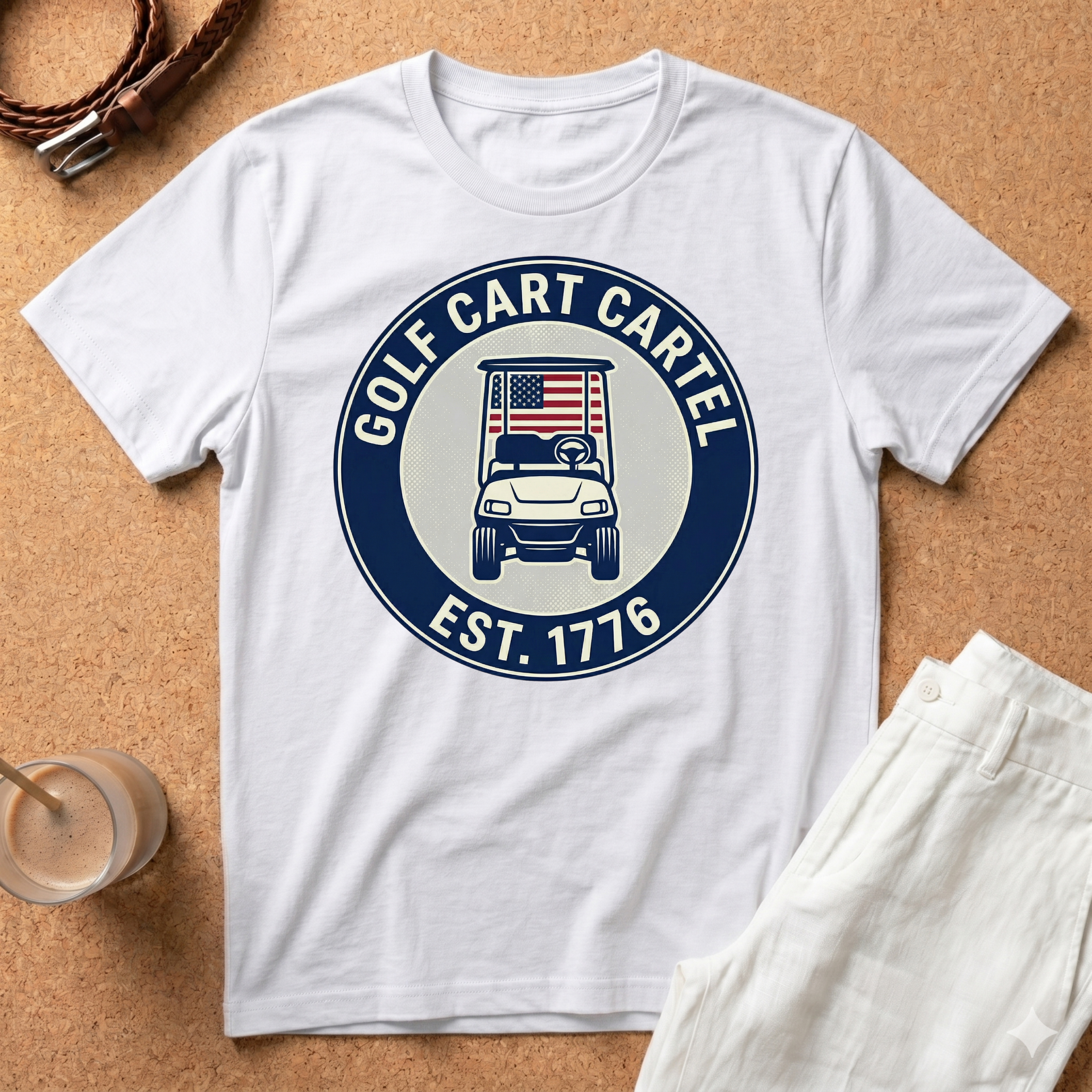 Golf Cart T-Shirt – 'Golf Cart Cartel Est. 1776' Patriotic Golf Tee