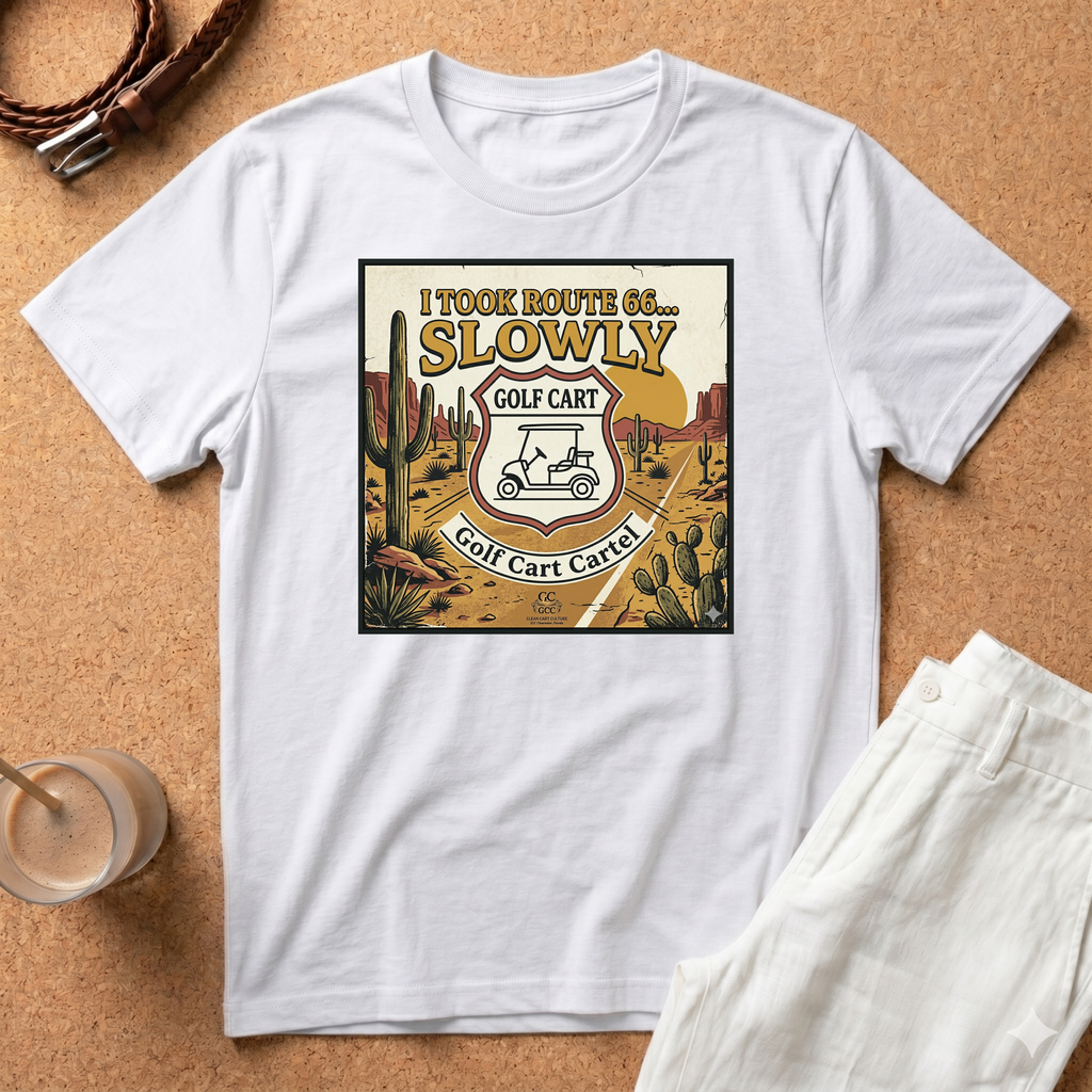 Golf Cart Cartel T-Shirt - I took Route 66 Slowly