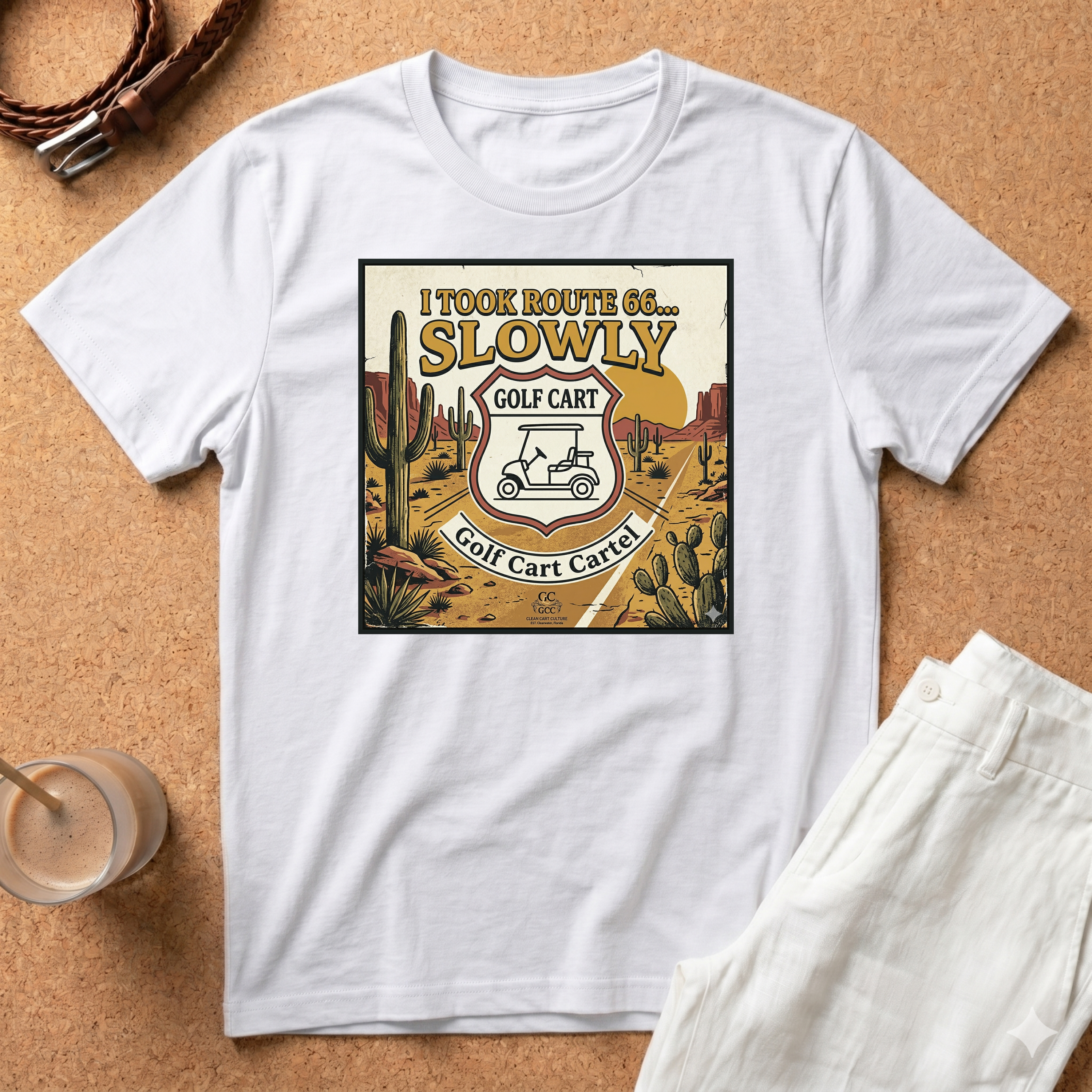 Golf Cart Cartel T-Shirt - I took Route 66 Slowly