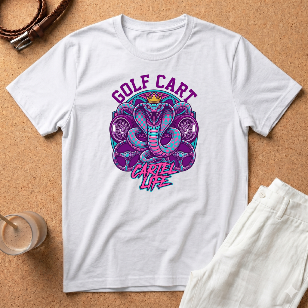 Golf Cart Tank Cobra T-Shirt — 'Cartel Life' Vintage Golf Graphic Tee