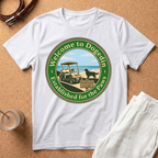 Welcome to Dogedin T-Shirt — 'Established for the Paws' Golf Cart Pet Resort Tee
