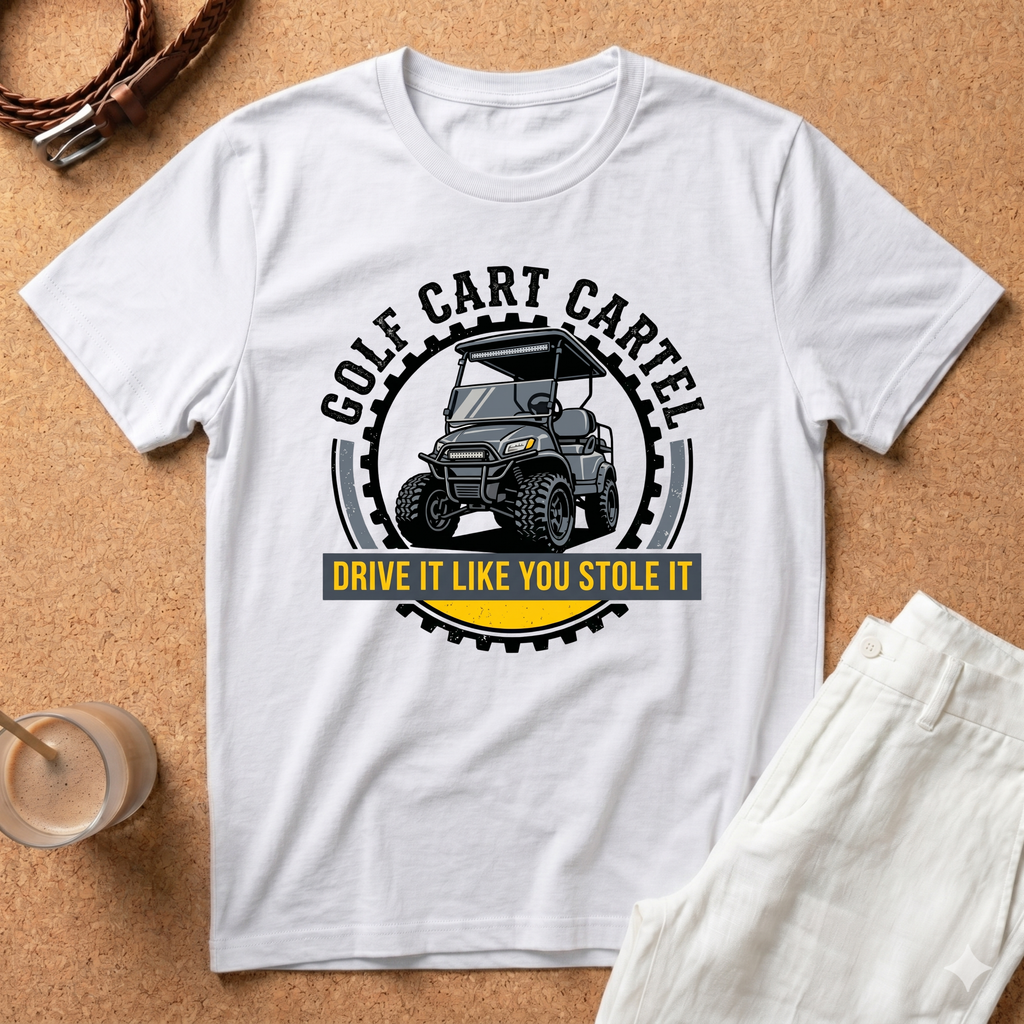 Golf Cart Cartel T-Shirt – "Drive It Like You Stole It" Graphic Tee
