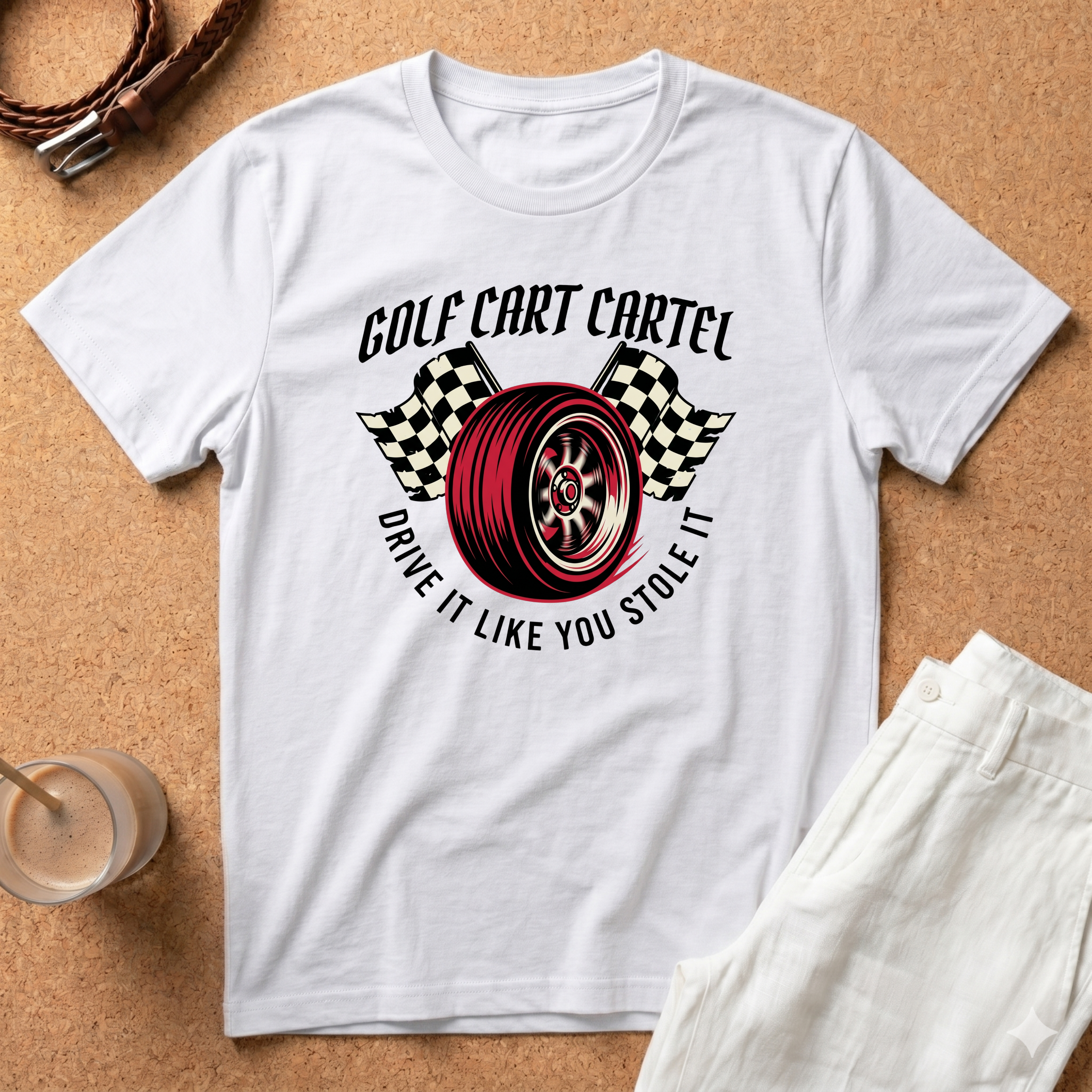 Golf Cart Cartel T-Shirt – "Drive It Like You Stole It" Racing Wheel Tee