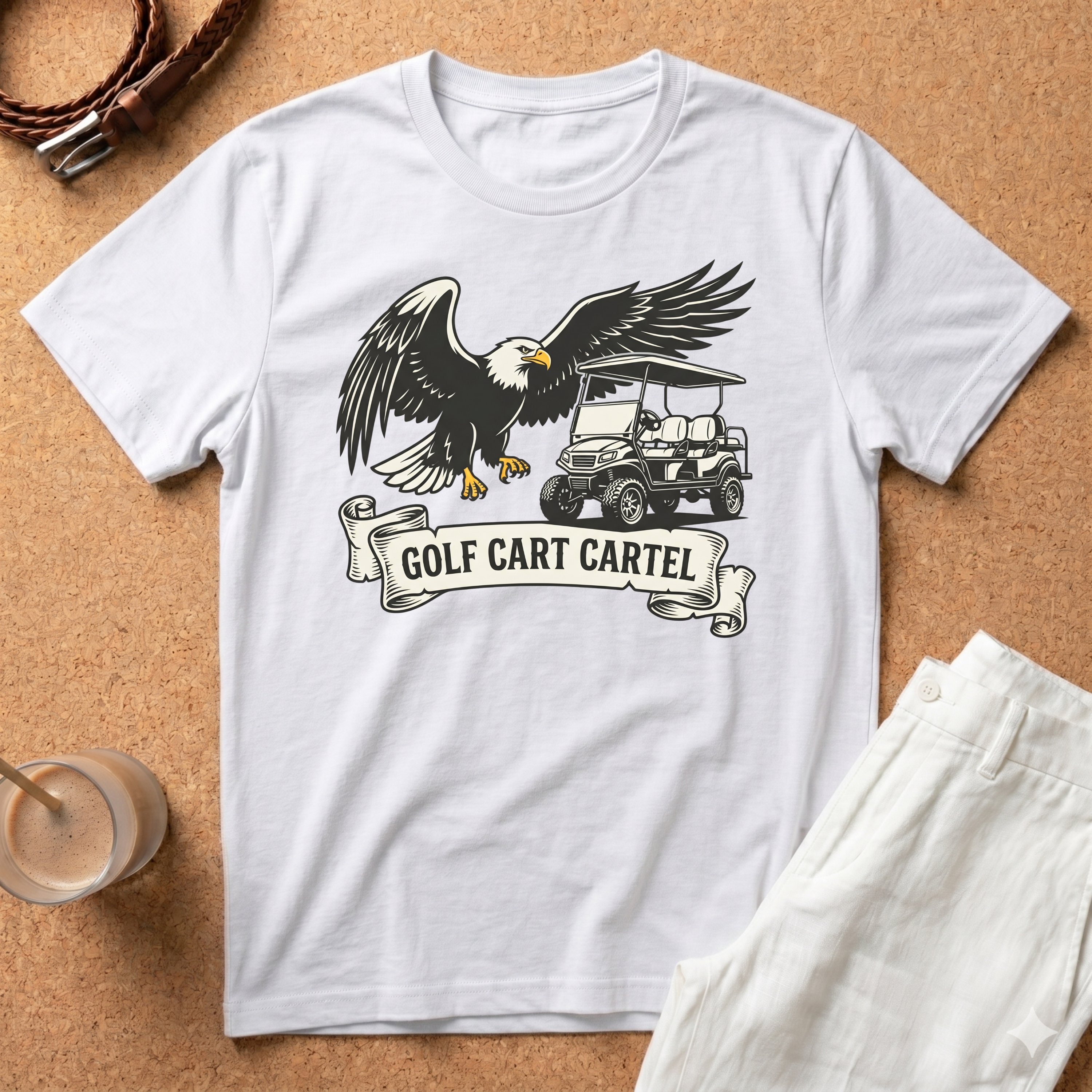 Golf Cart Cartel T-Shirt — Eagle & Golf Cart Retro Graphic Tee