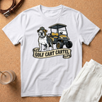 Golf Cart T‑Shirt — 'Golf Cart Cartel' Bulldog & Golf Buggy Graphic Tee