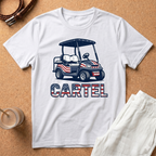 Golf Cart 'Cartel' T-Shirt – Patriotic American Flag Design
