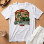 Golf Cart Cartel Trail Guard T-Shirt — Funny Golfing Badge Tee