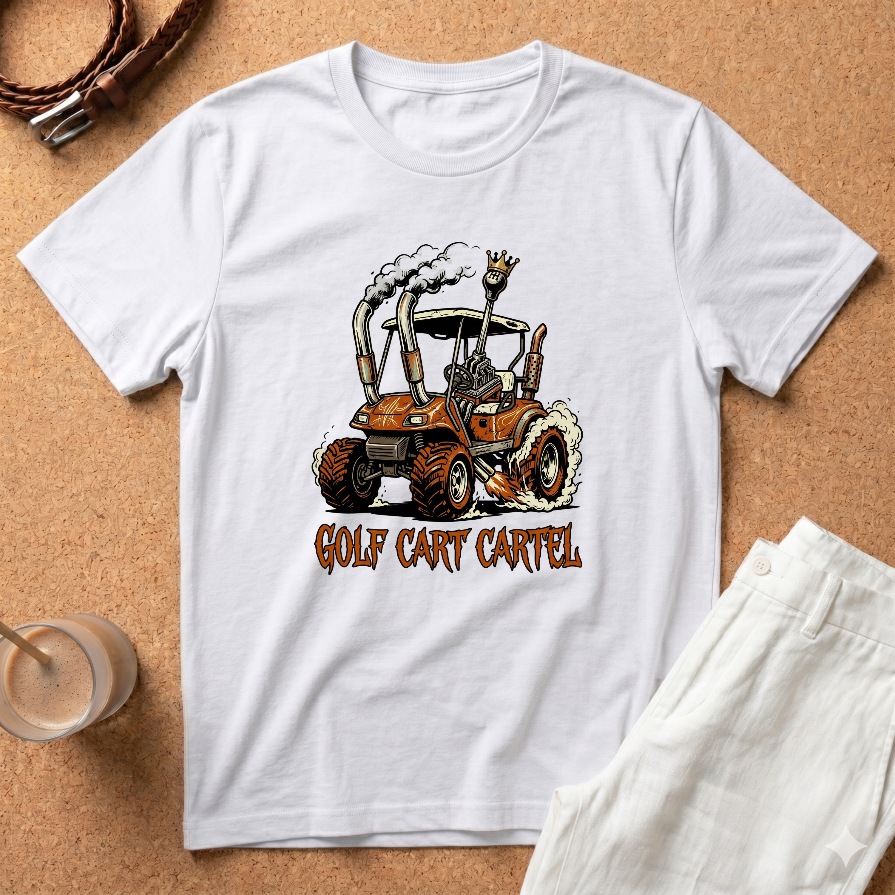 Golf Cart Cartel T-Shirt – Retro Smoking Golf Cart Graphic Tee