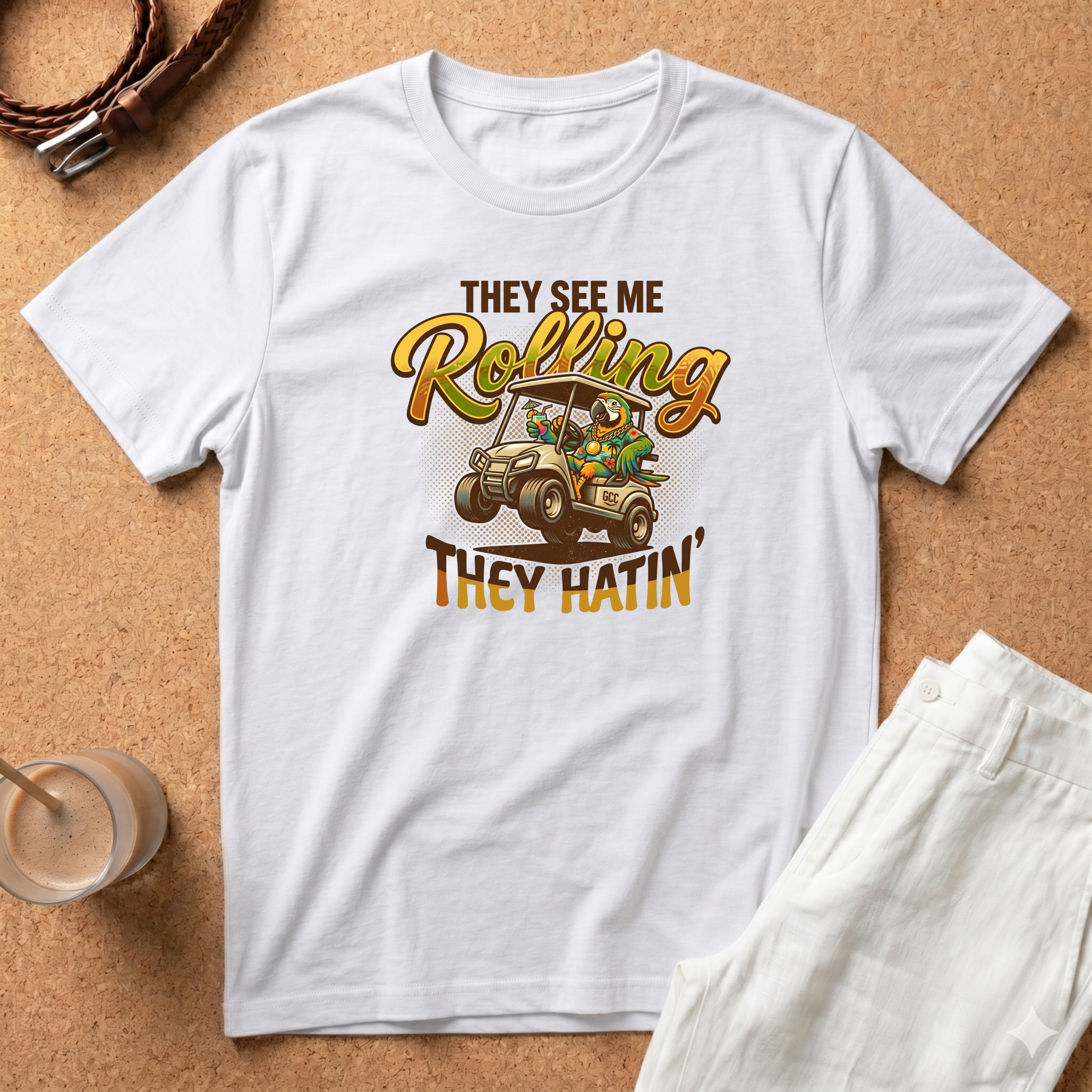 Golf Cart T-Shirt — "They See Me Rolling They Hatin'" Vintage Driving Tee