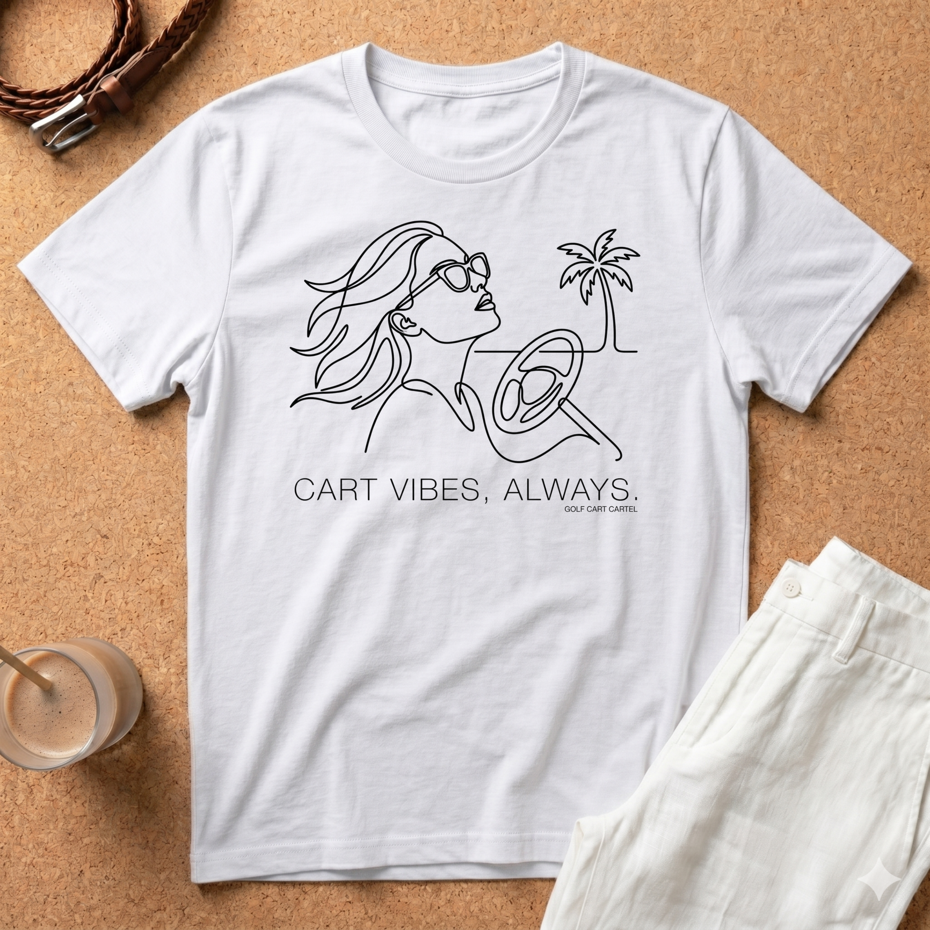 Coastal Vibes T-Shirt — 'Coast Vibes, Always' Line Art Beach Tee