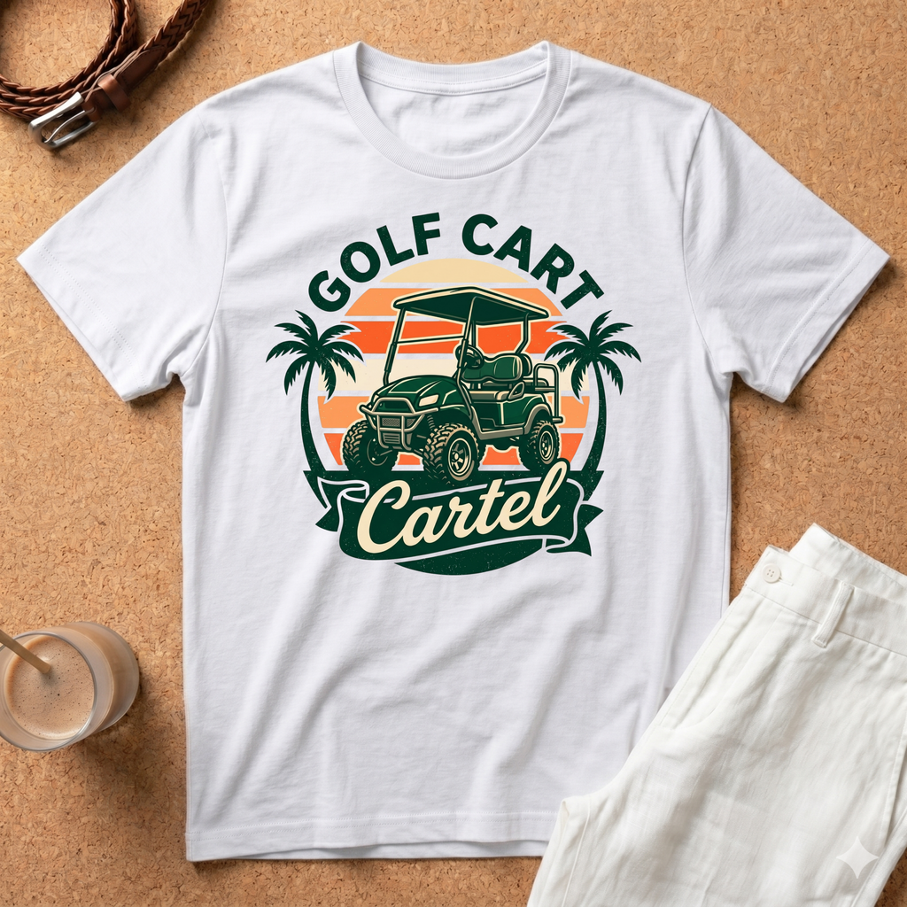 Golf Cart Cartel Vintage Sunset T-Shirt
