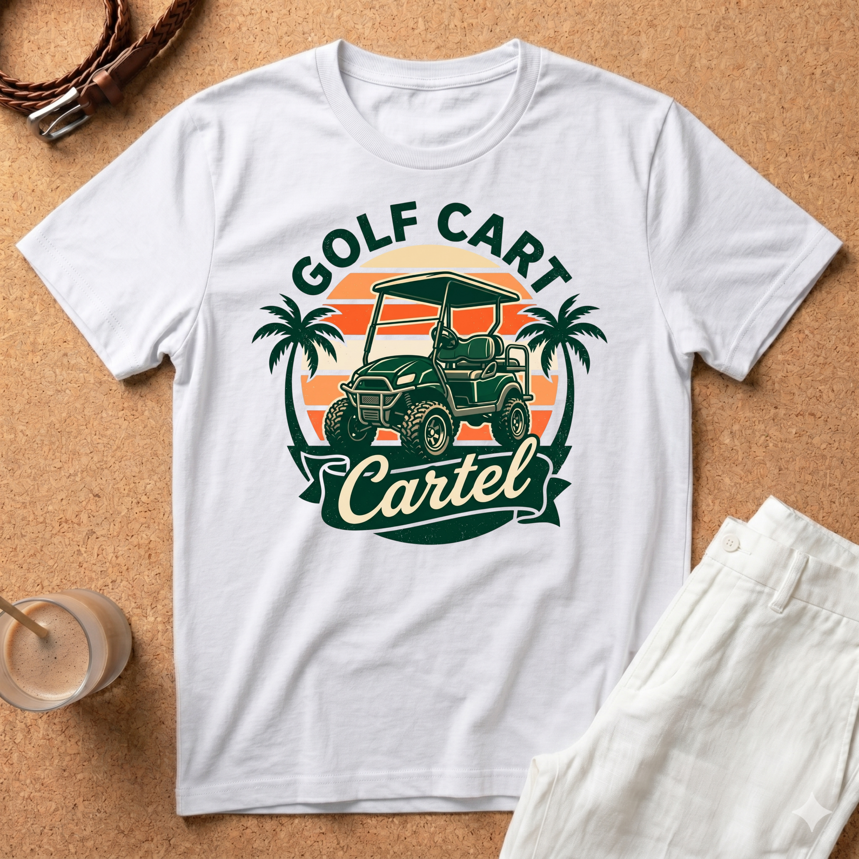 Golf Cart Cartel Vintage Sunset T-Shirt