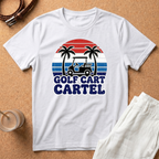 Golf Cart Cartel T-Shirt — Retro Palm Tree Golfing Tee