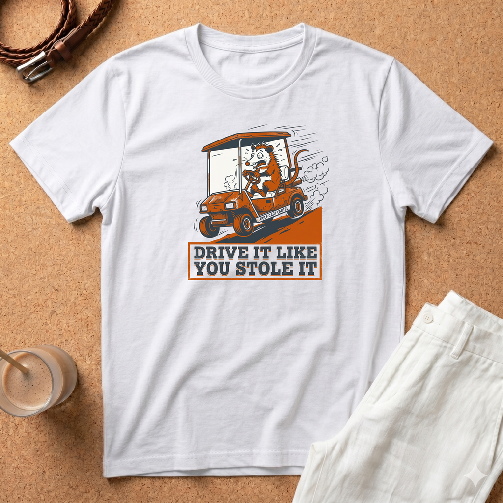 Drive It Like You Stole It T‑Shirt — Funny Golf Cart Racing Tee