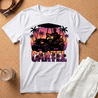 Cartel Golf Cart T-Shirt — Tropical Sunset Palm Beach Vibes